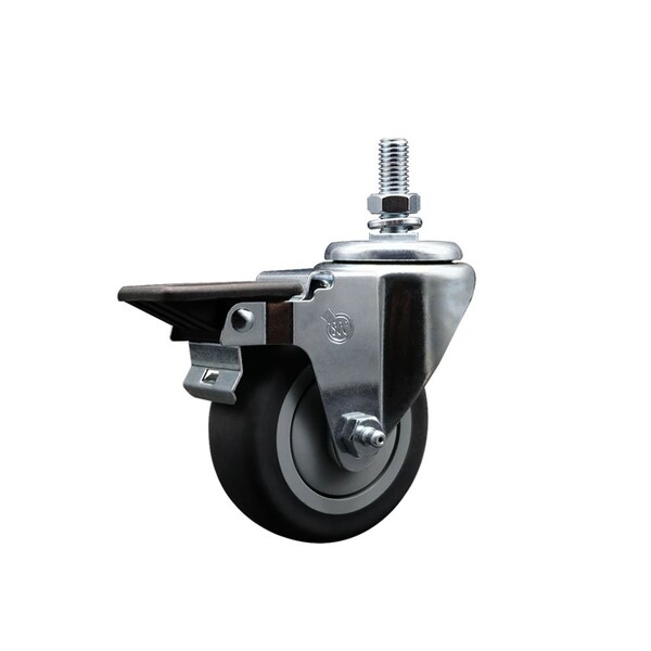 35 Inch Thermoplastic Rubber 10 MM Threaded Stem Caster with Brake